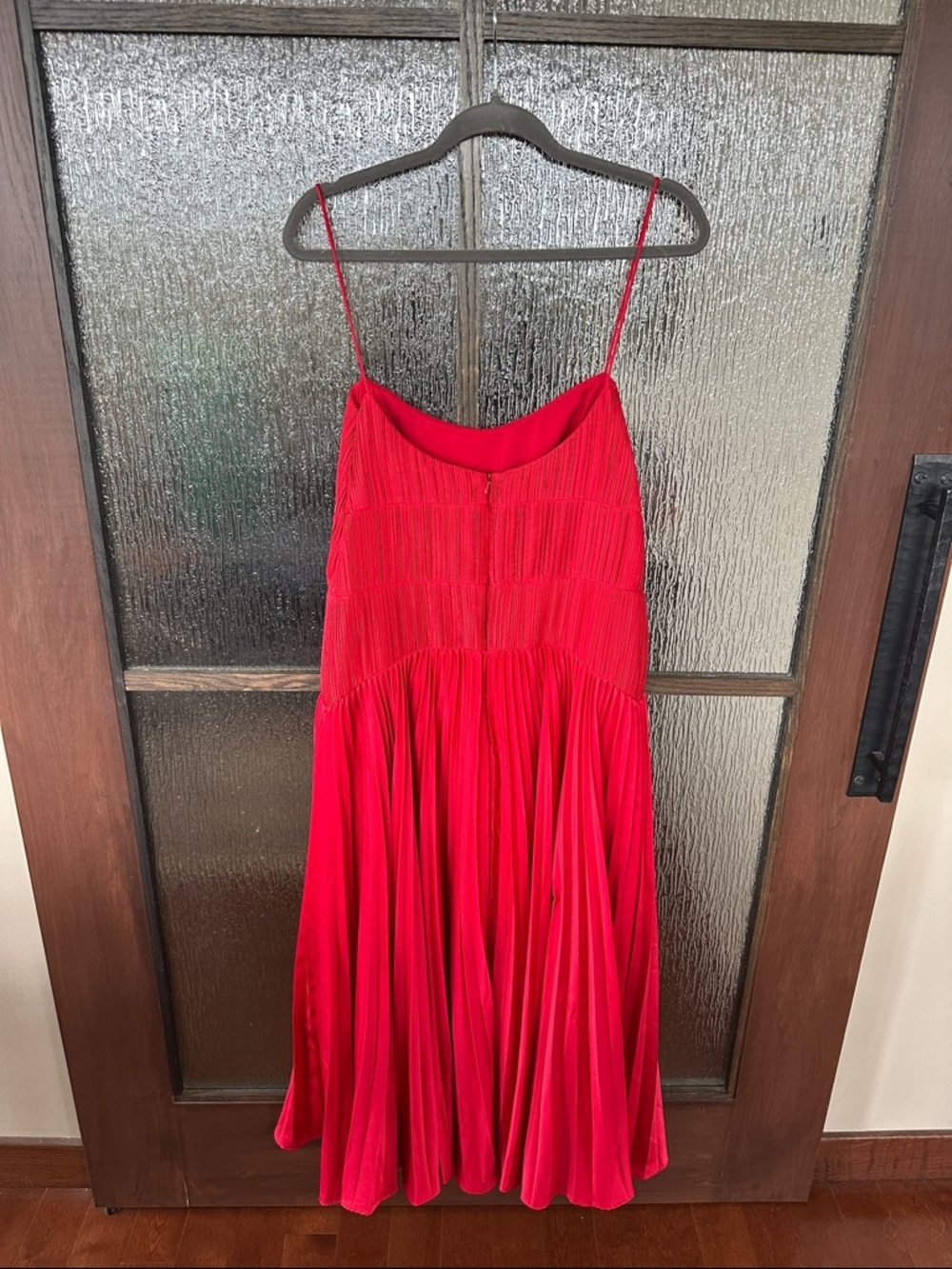 Amur RED CALLA LILY CHERRY DROP WAIST Pleated Spaghetti-Strap dress size 14. - Picture 12 of 13